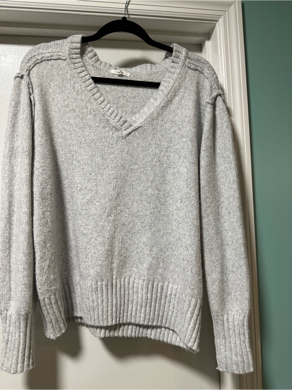 Maurices Light Gray V-Neck Knit Sweater